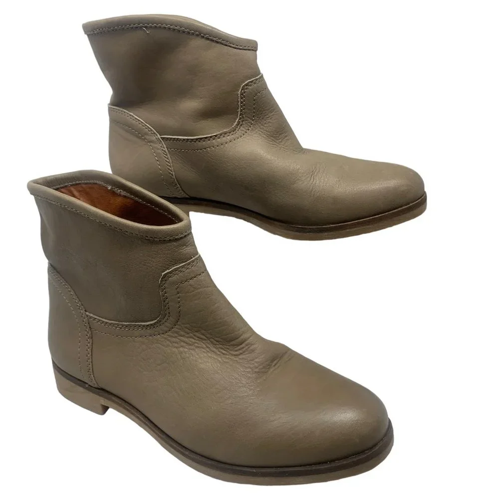 LUCKY BRAND Garmann Taupe Leather Pull‎ On Booties